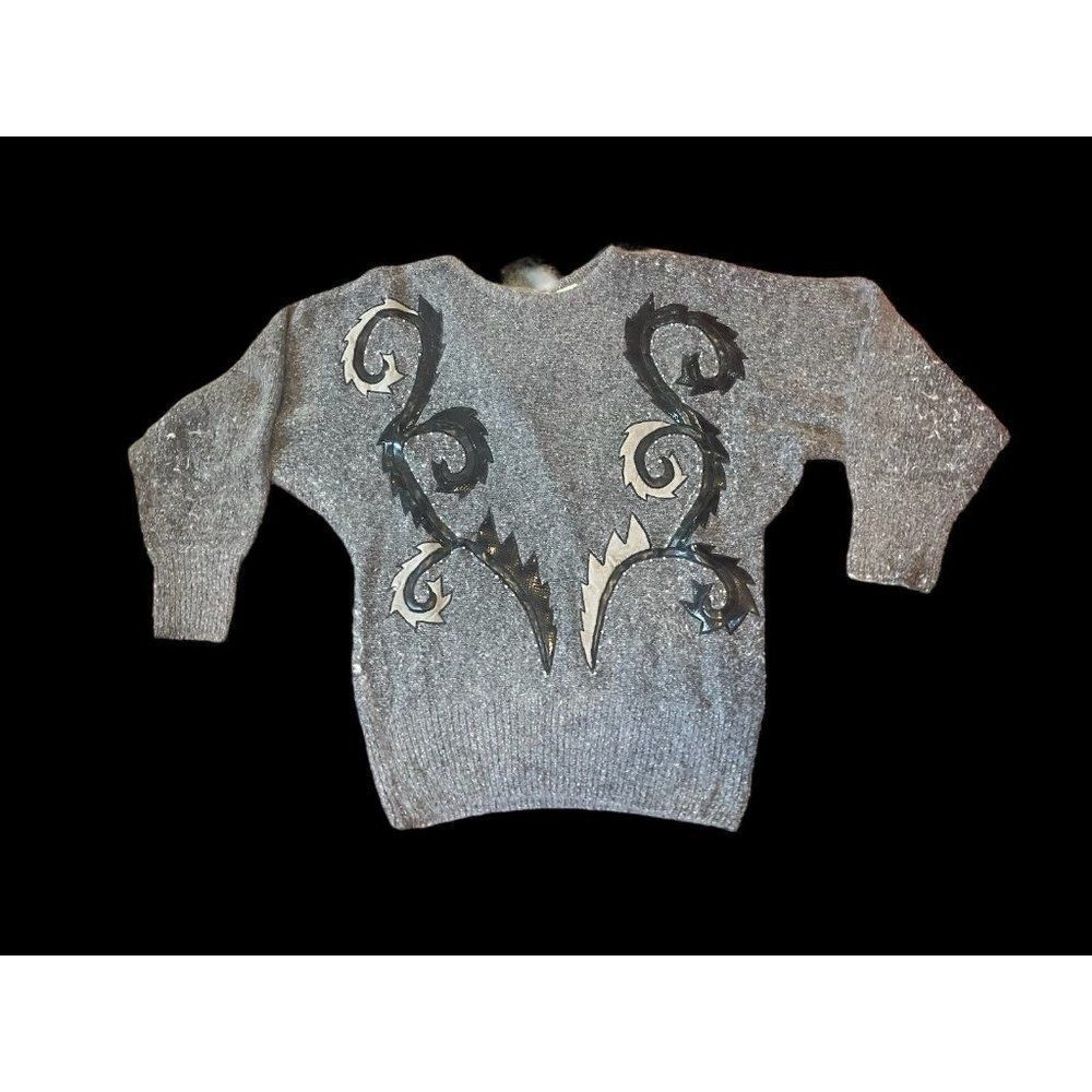 Cristina Sweater Women M Gray Silk Angora Crop‎ Knit